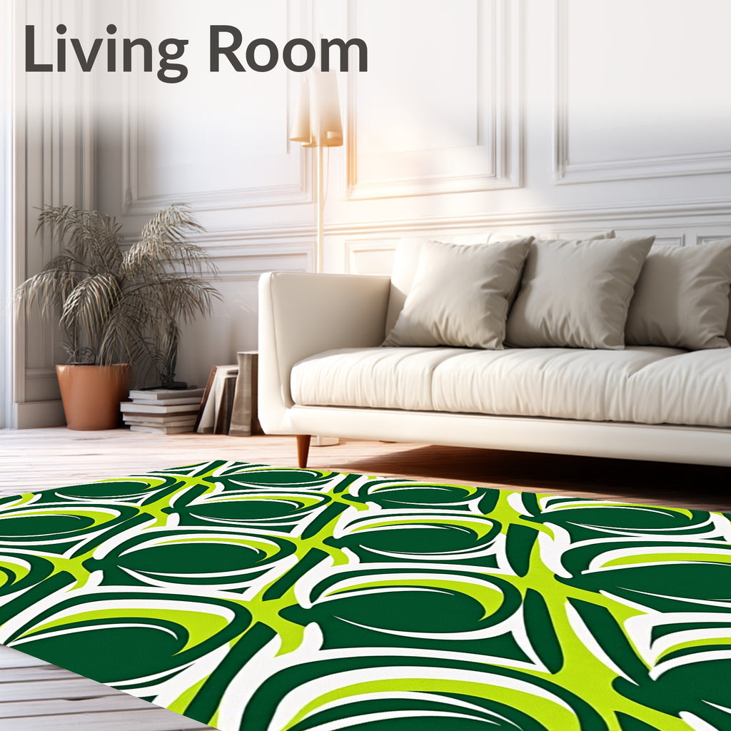 Emerald Green Swirl Abstract Rug