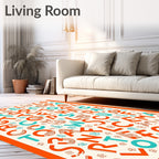 Retro Alphabet Garden Whimsical Rug