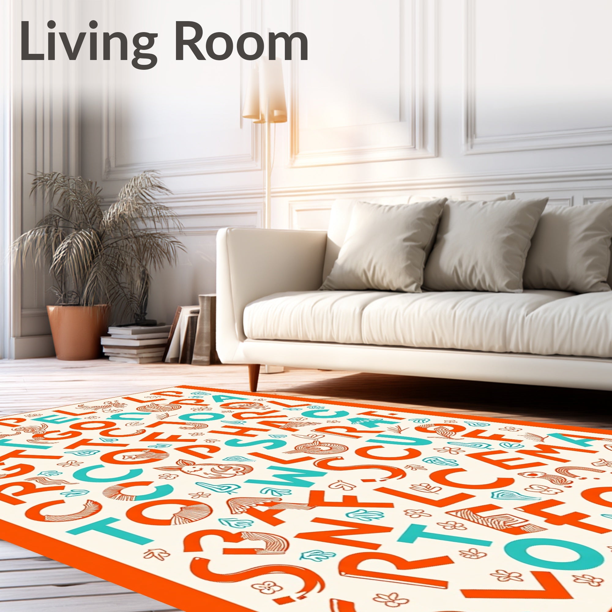 Retro Alphabet Garden Whimsical Rug