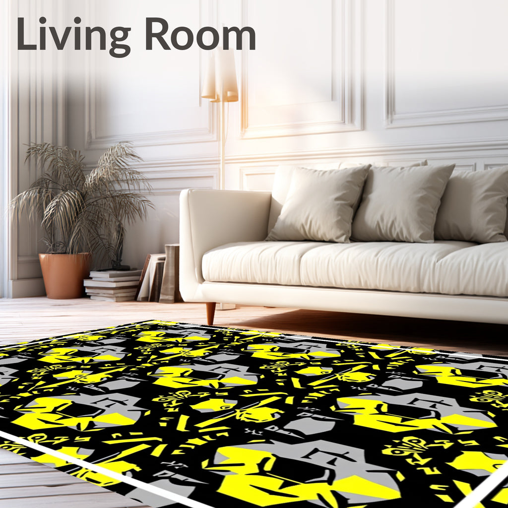 Bold Yellow Gray Geometric Abstract Rug