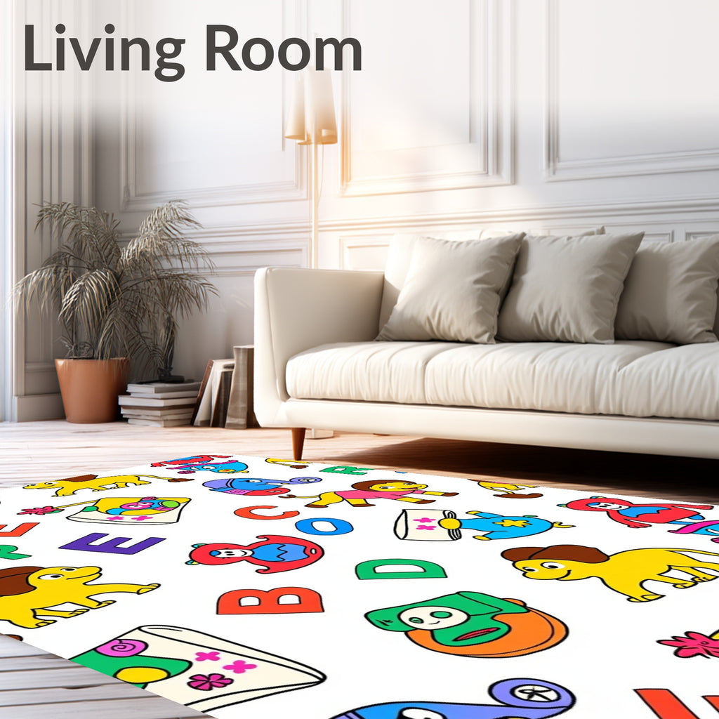 Playful Animals and Alphabet Whimsy Rug