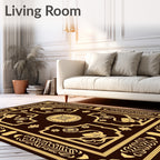 Antique Brown Golden Floral Border Rug