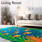 Orange Yellow Striped Fish Coral Garden Rug