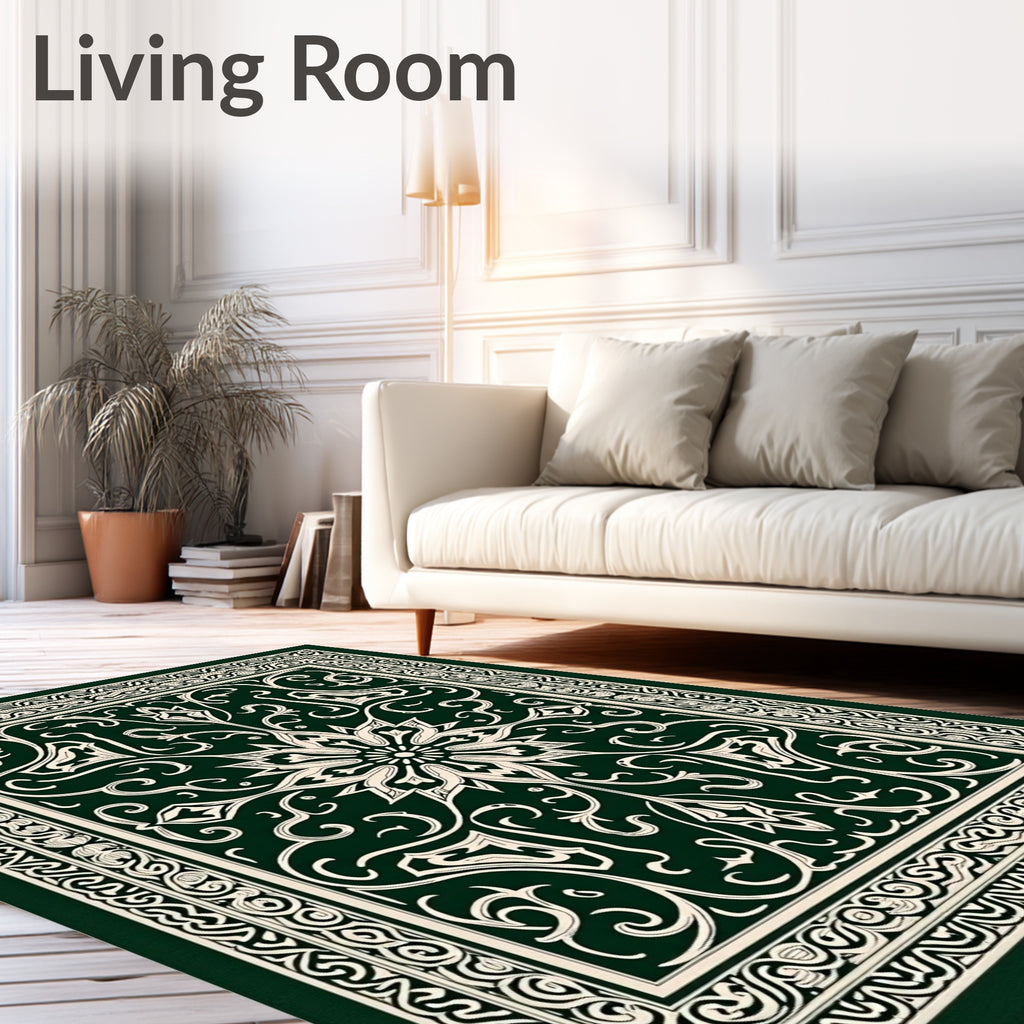 Emerald Bloom Floral Filigree Rug
