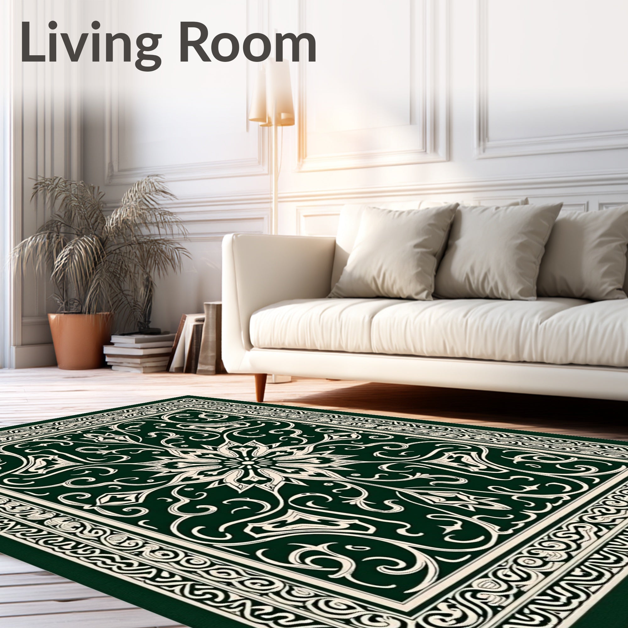 Emerald Bloom Floral Filigree Rug
