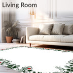Festive Red Berry Greenery Border Rug