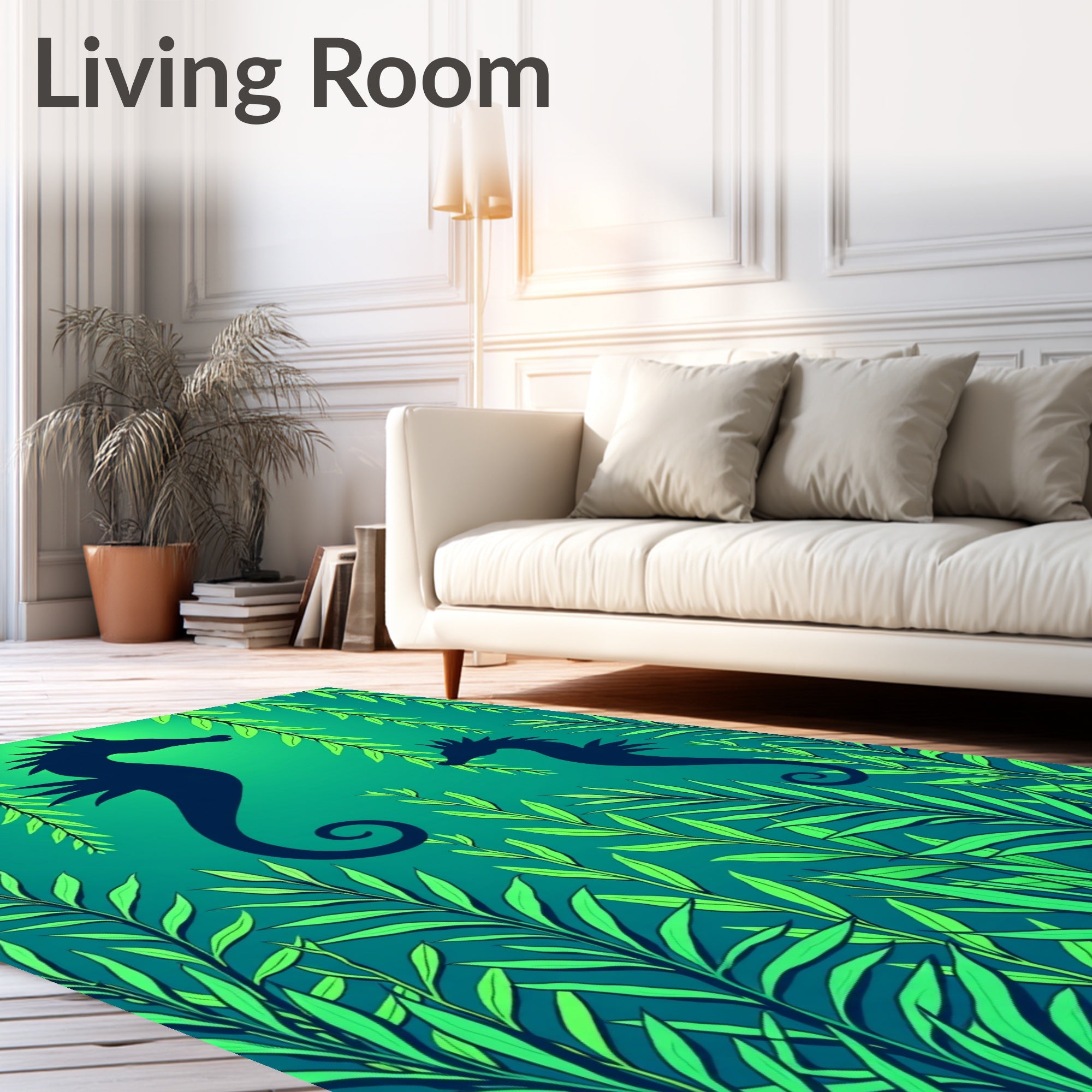Deep Sea Seahorse Foliage Gradient Rug