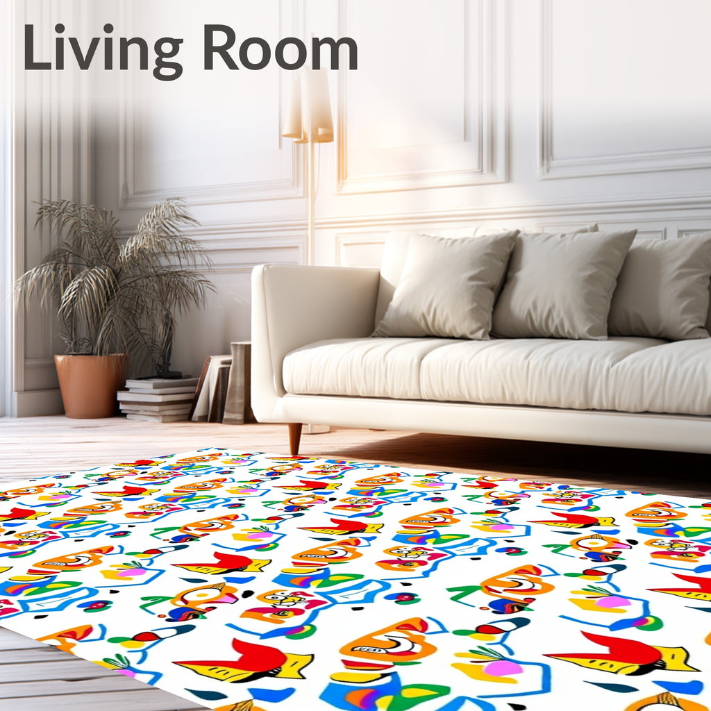 Abstract Whimsical Character Collage Rug