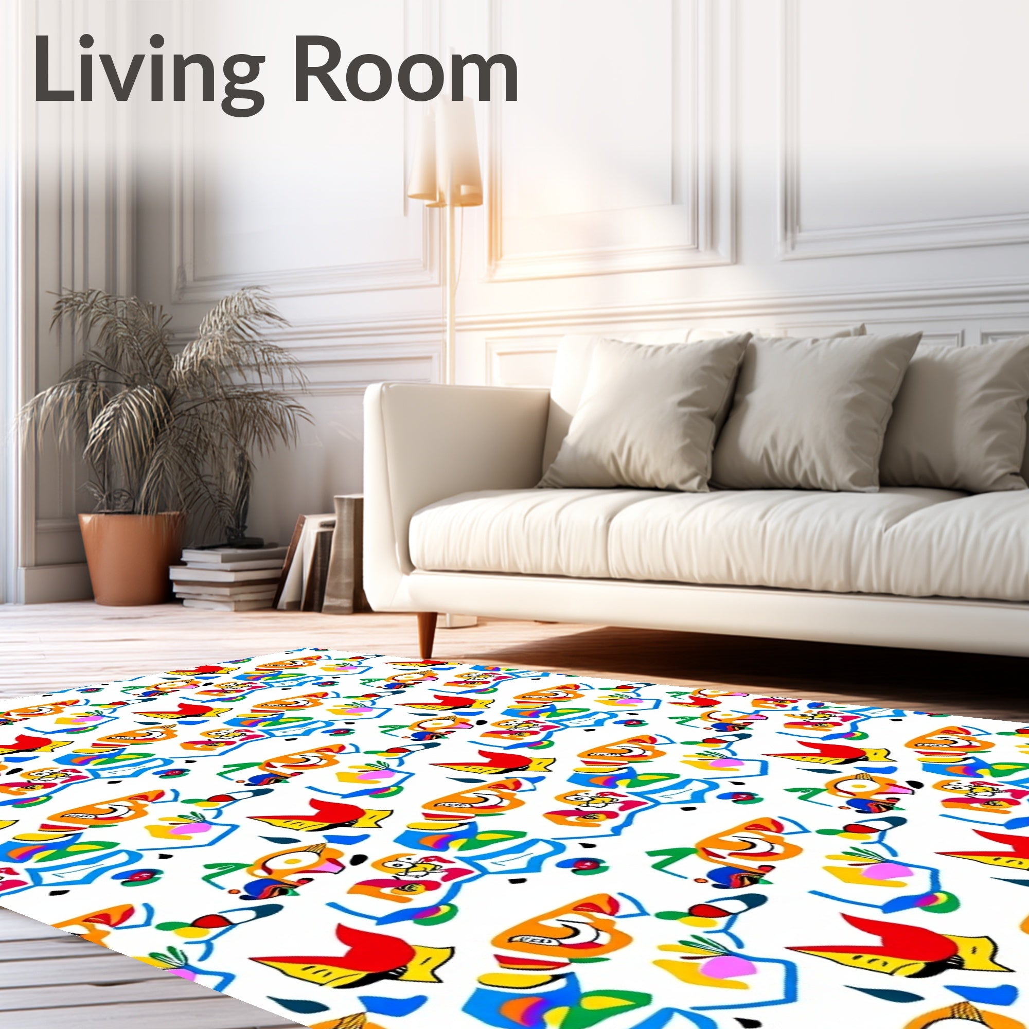 Abstract Whimsical Character Collage Rug
