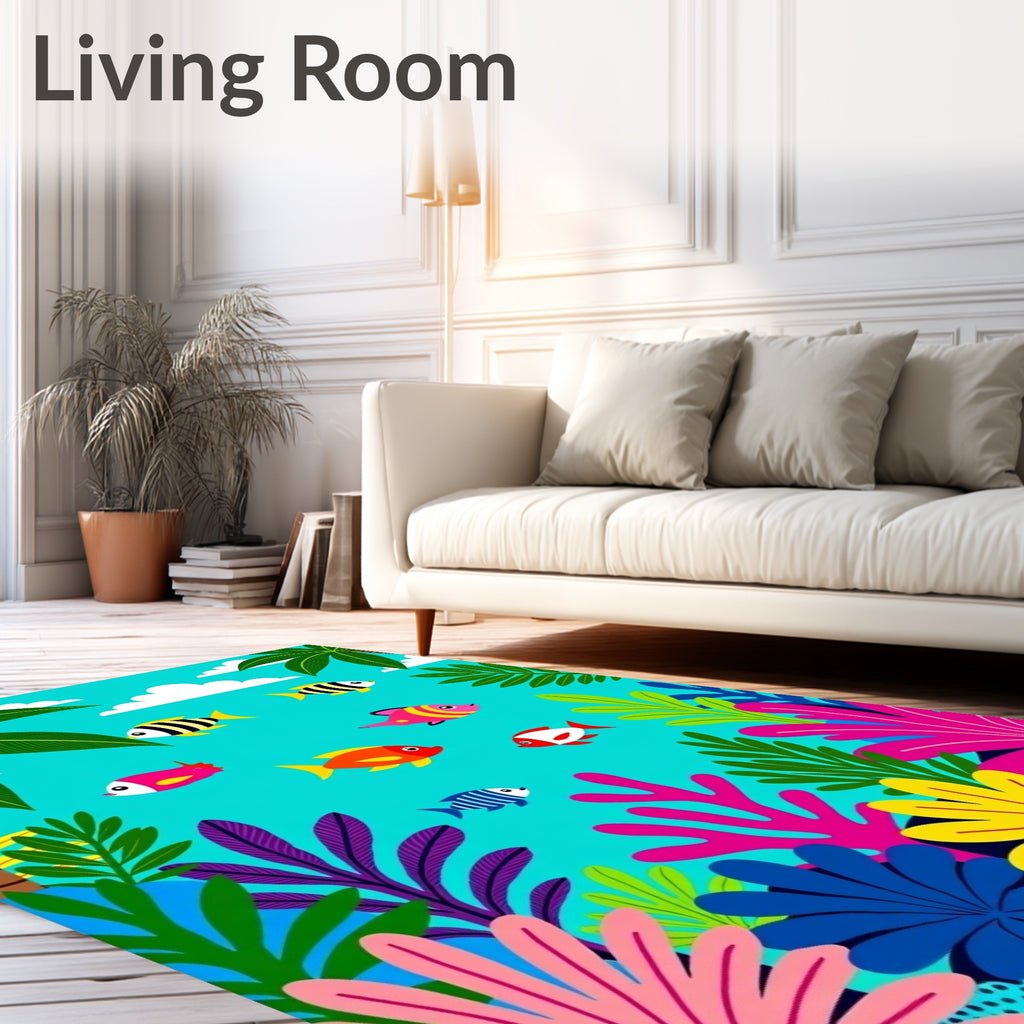 Tropical Fish Coral Underwater Scene Rug