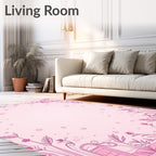 Whimsical Pink Fairy Wings Garden Border Rug