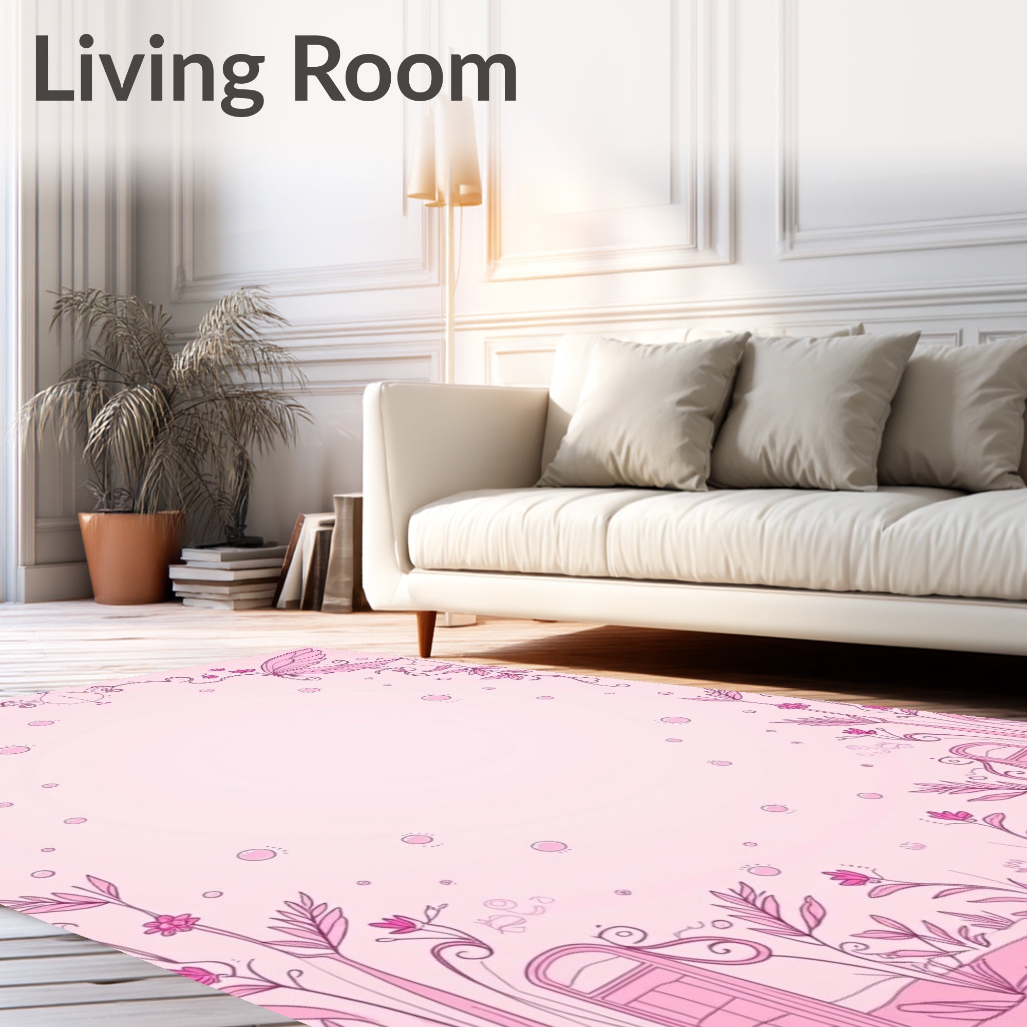 Whimsical Pink Fairy Wings Garden Border Rug