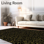 Golden Abstract Chaotic Scribble Rug