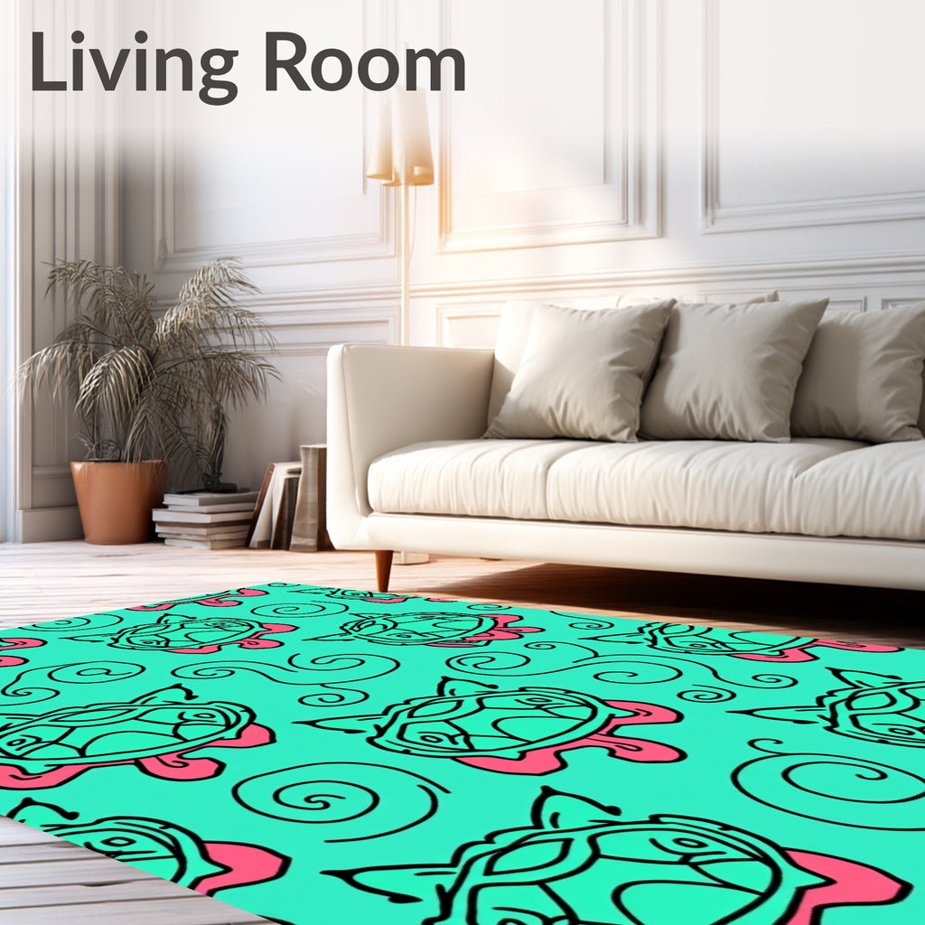 Aqua Pink Turtle Swirls Rug