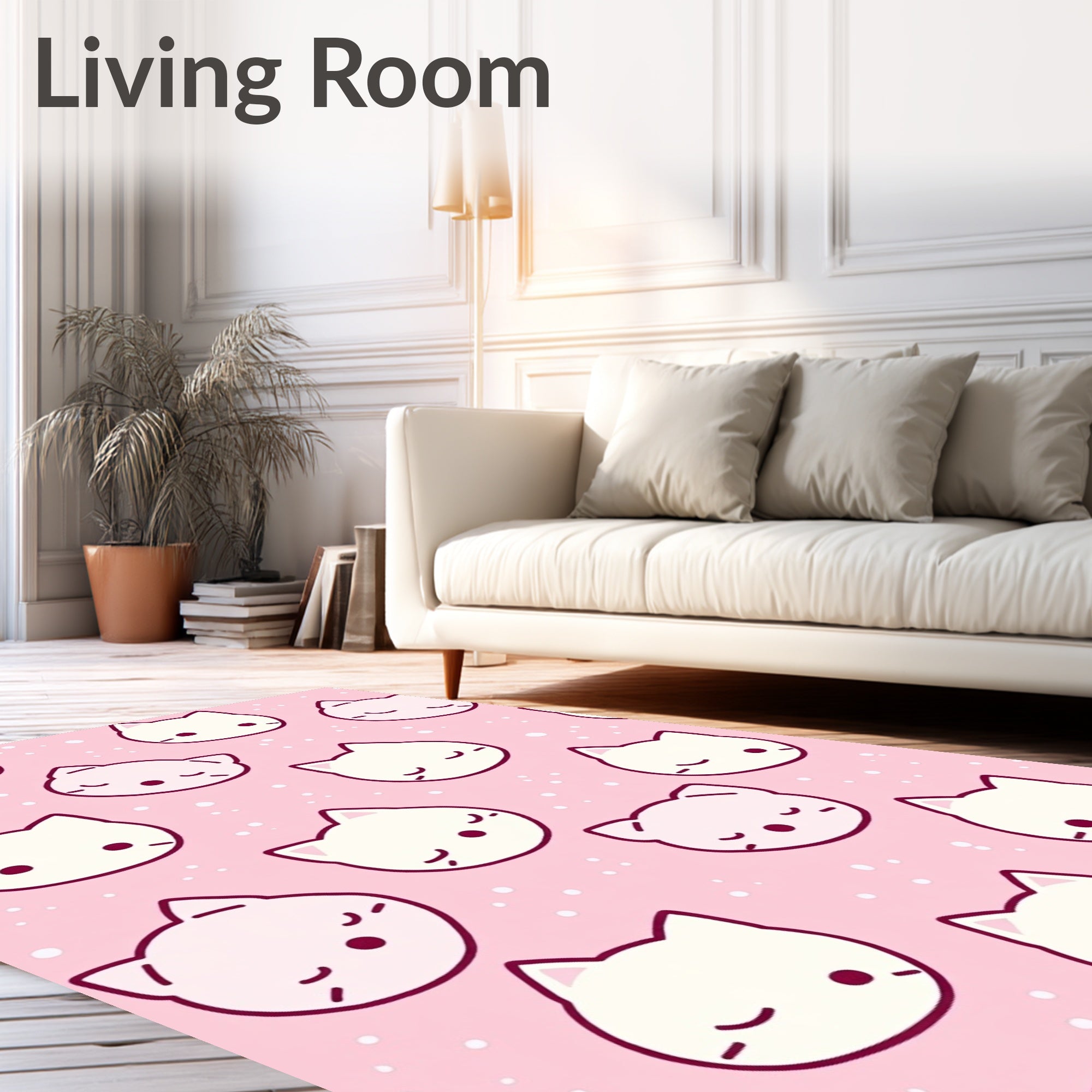 Sweet Kitty Faces Pink Sprinkle Rug