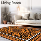 Orange and Black Intricate Medallion Rug