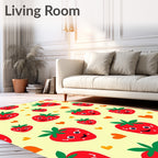 Whimsical Red Strawberry Hearts Pattern Rug