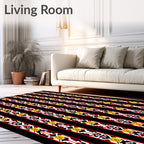 Black Red White Yellow Striped Tribal Rug