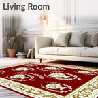 Crimson Laurel Crest Emblem Rug