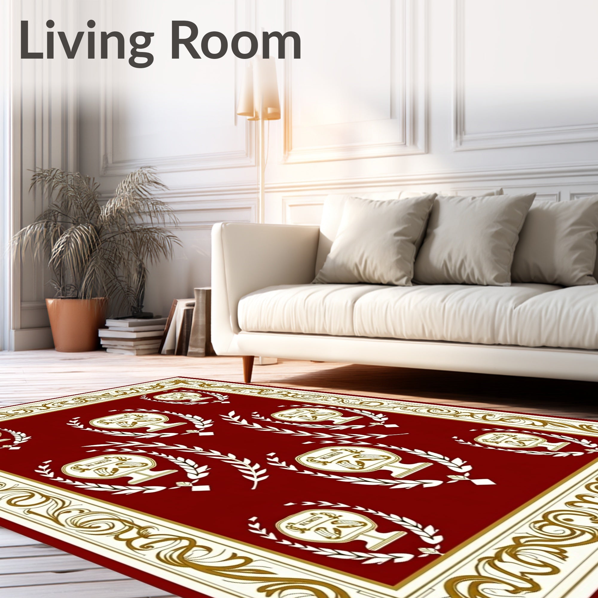 Crimson Laurel Crest Emblem Rug