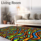 Playful Orange Blue Green Auto Roads Rug