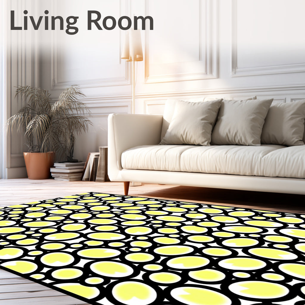 Whimsical Pale Yellow Ovoid Cluster Rug