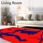 Crimson Blue Dancing Figures Netscape Rug