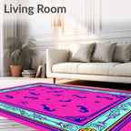 Bright Pink Seahorse Nautical Border Rug