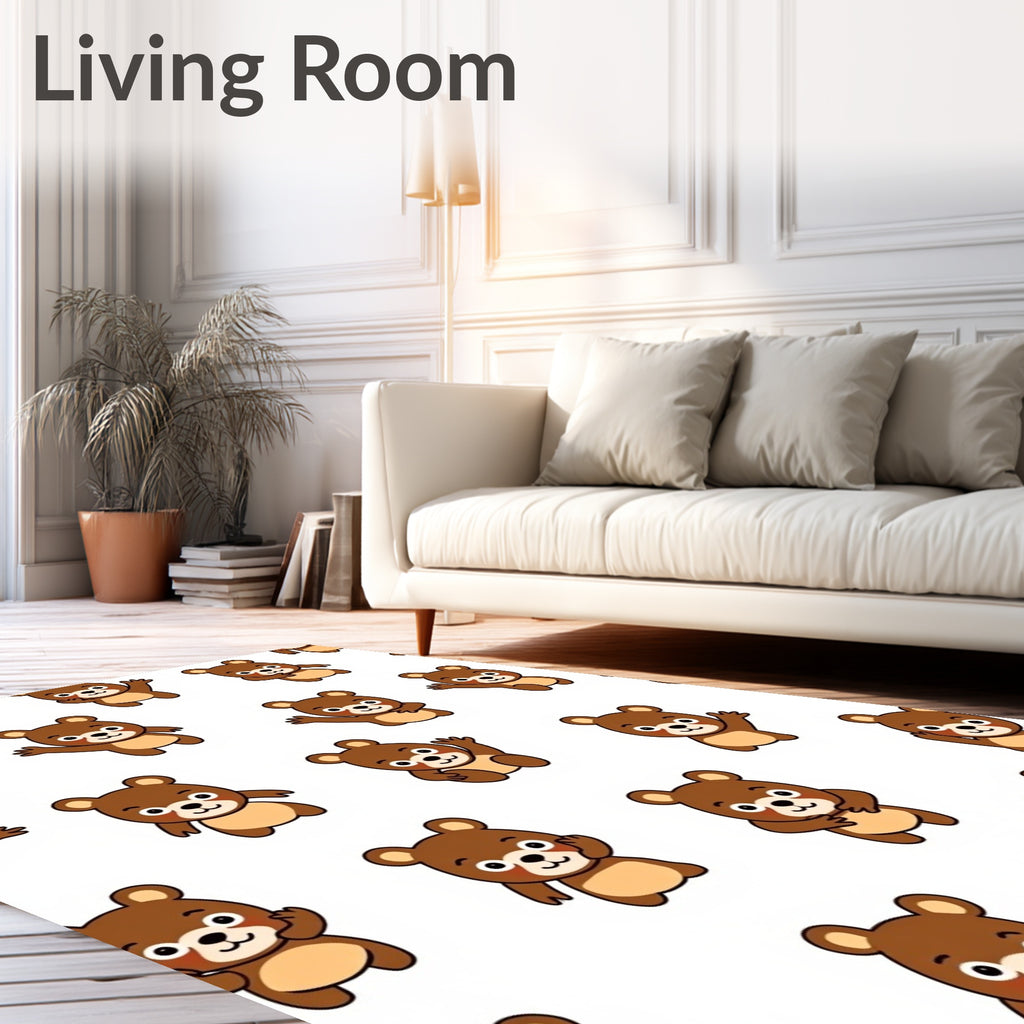 Cute Brown Bear Repeating Array Rug
