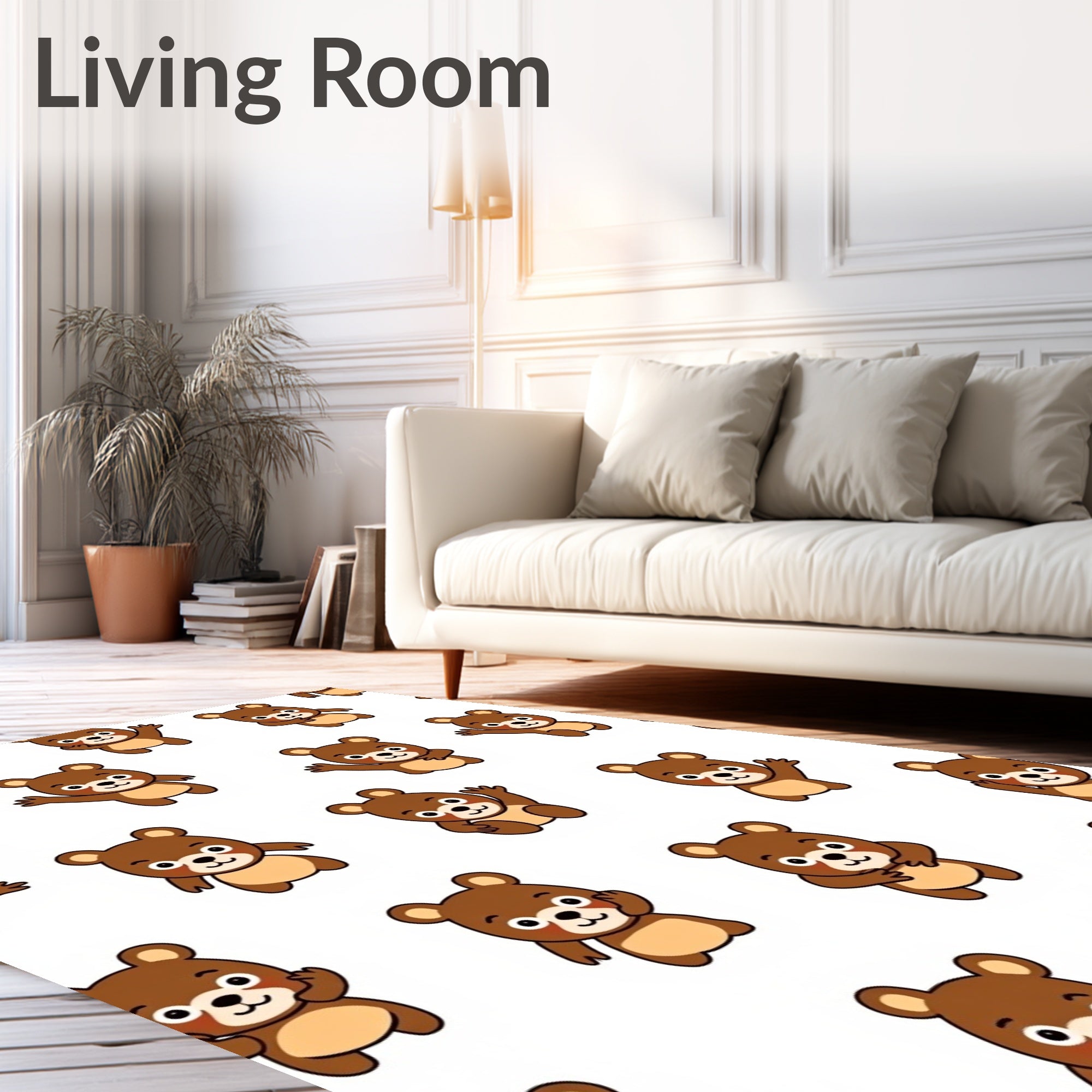 Cute Brown Bear Repeating Array Rug