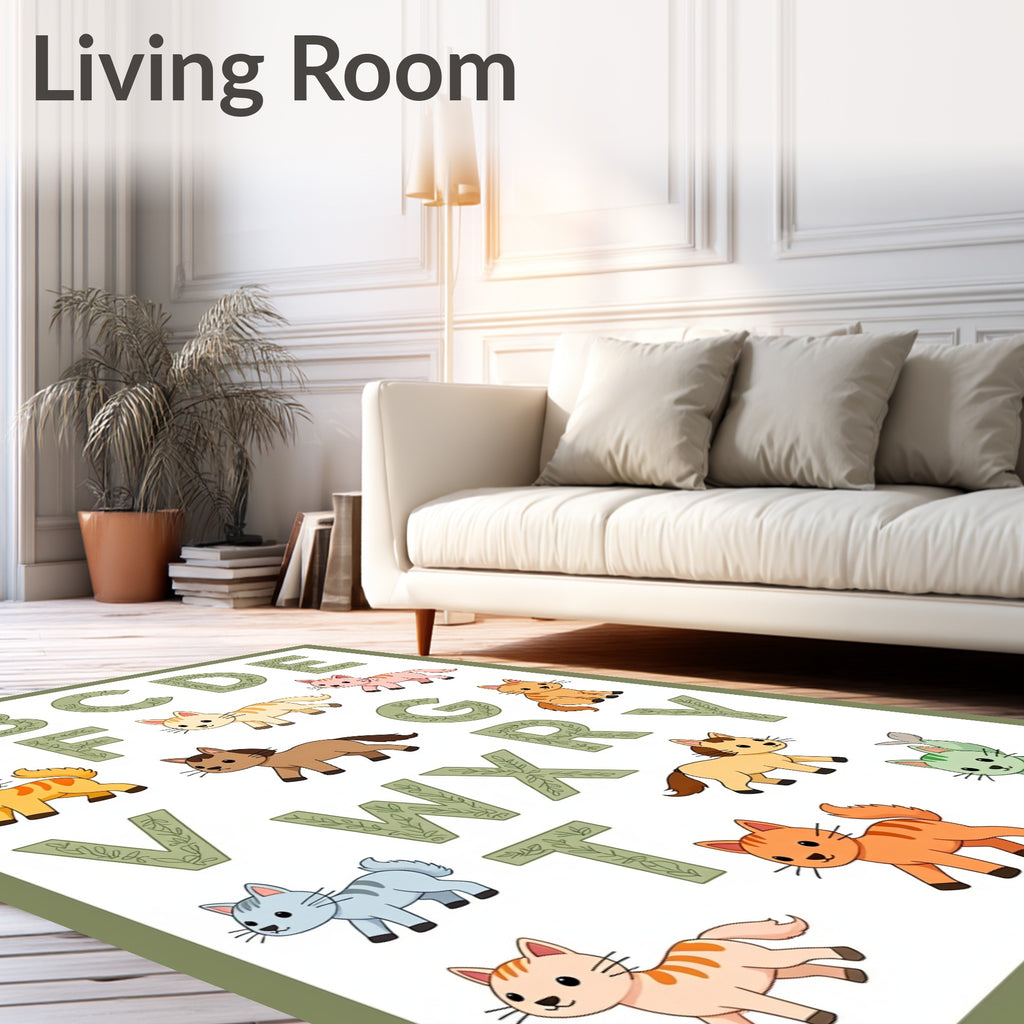 Whimsical Cats ABC Alphabet Art Rug