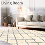 Quatrefoil Cream Gray Lattice Rug