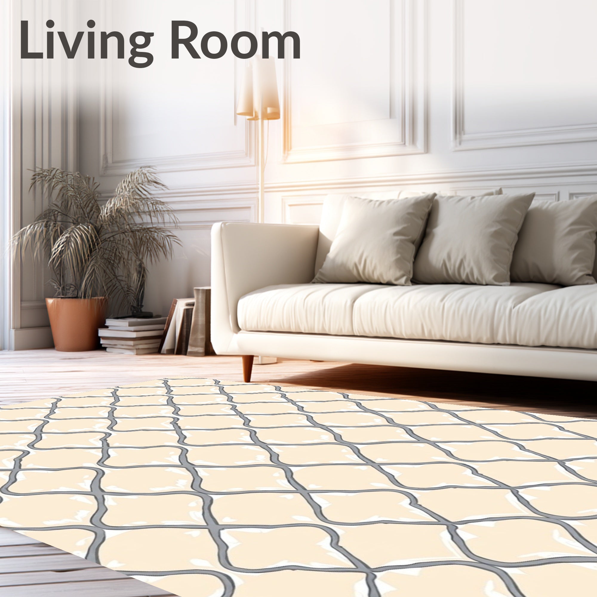 Quatrefoil Cream Gray Lattice Rug