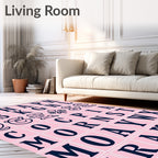 Pink Alphabetic Script Arrangement Rug