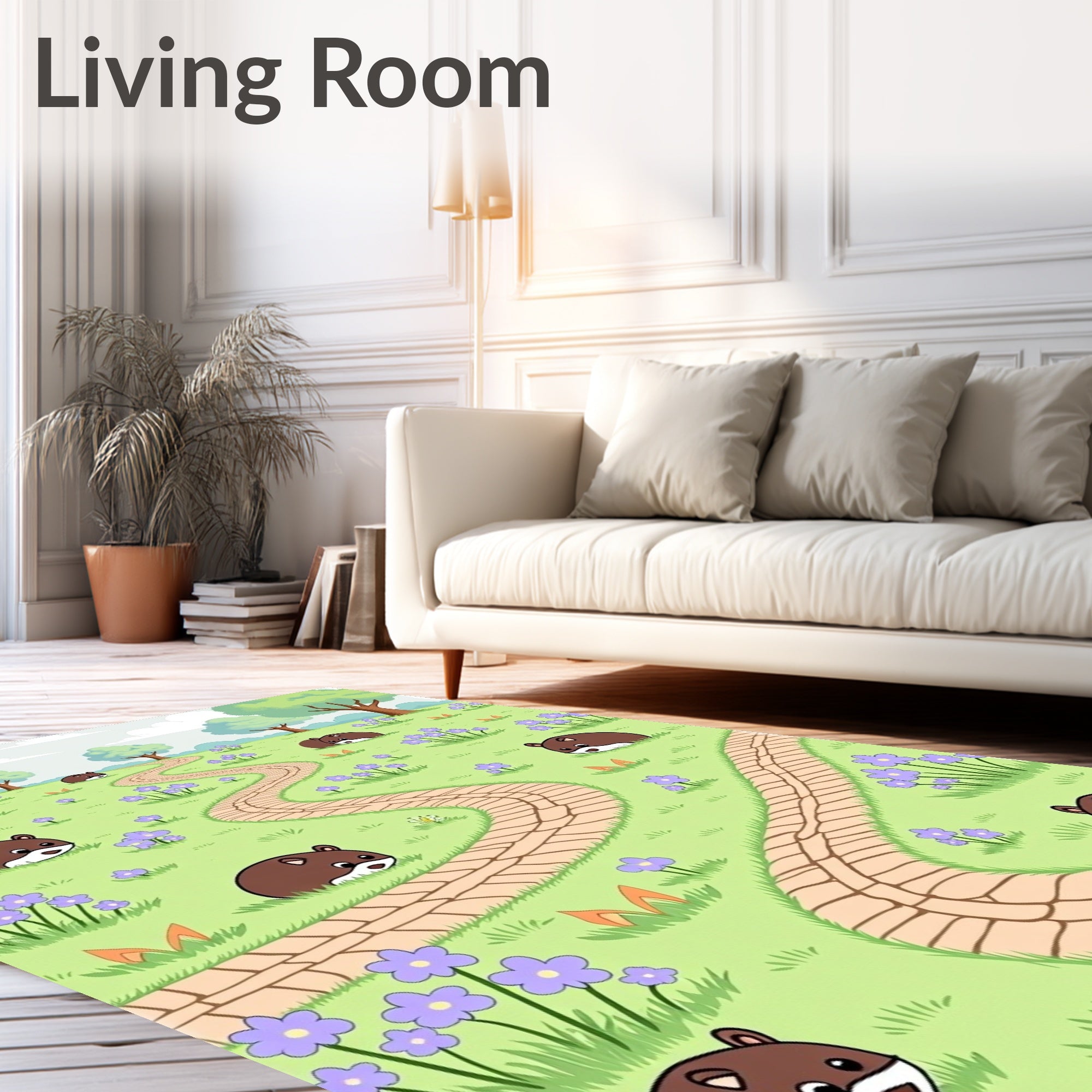 Whimsical Hamster Meadow Path Rug