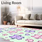 Playful Kawaii Kittens Pink Purple Hearts Rug
