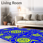 Electric Blue Yellow Turtle Swirl Rug