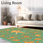 Golden Elephant Floral Medallion Rug