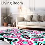 Playful Cows Floral Whimsy Rug
