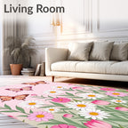 Pink Spring Butterflies Floral Garden Rug