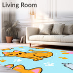 Cute Orange Cat Paw Print Repeat Rug