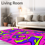 Vibrant Pink Purple Green Abstract Shapes Rug