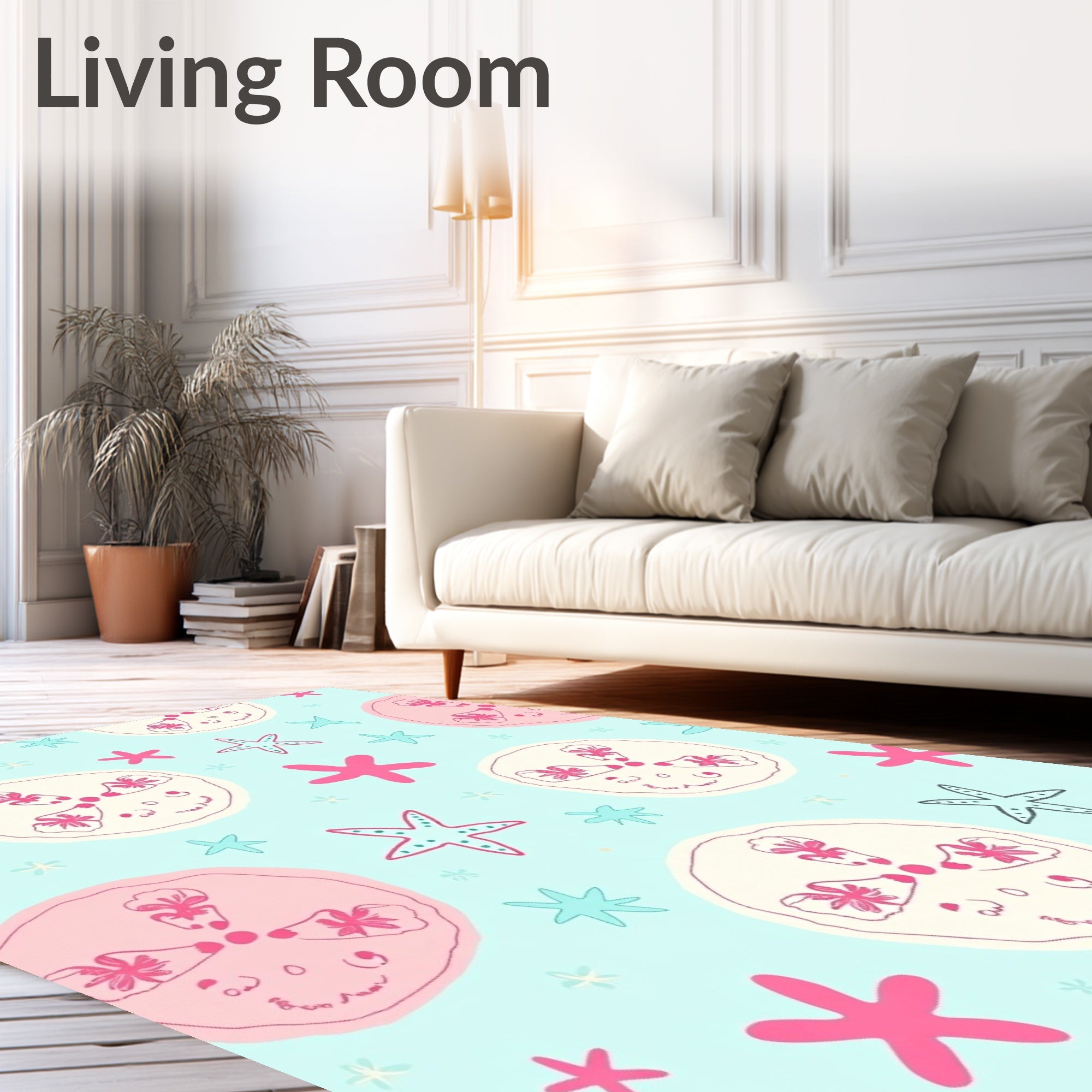 Pink Sand Dollar Starfish Coastal Repeat Rug