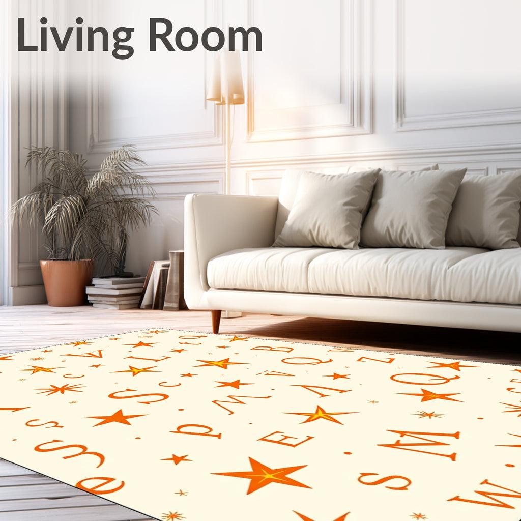 Orange Alphabet Star Scatter Rug