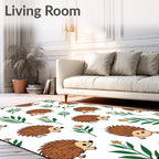 Whimsical Brown Hedgehog Garden Floral Rug
