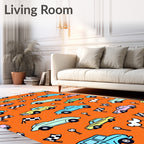 Retro Cars Race Flags Whimsical Rug