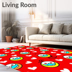 Red Hearts And Smiley Faces Rug