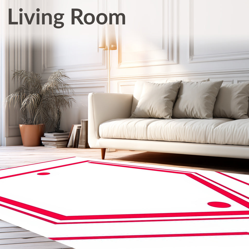 Bold Crimson Shield with Dots Rug