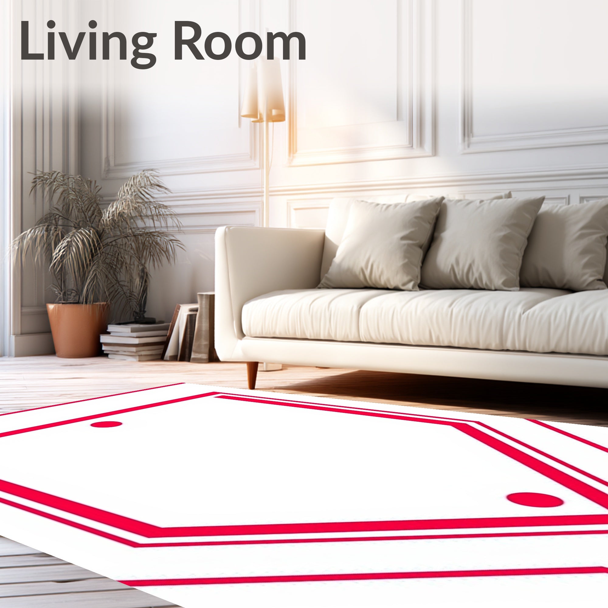 Bold Crimson Shield with Dots Rug