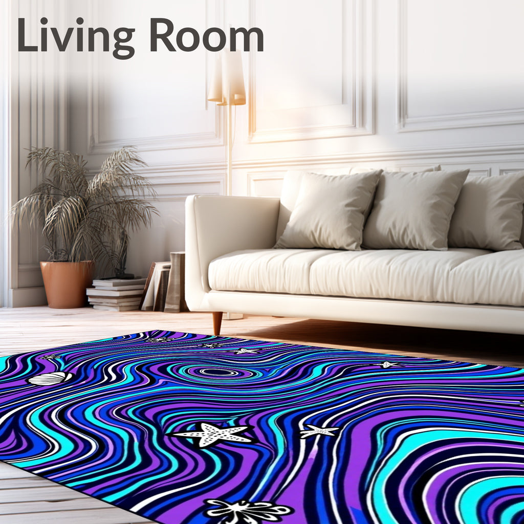 Vibrant Purple Blue Swirl Starfish Rug